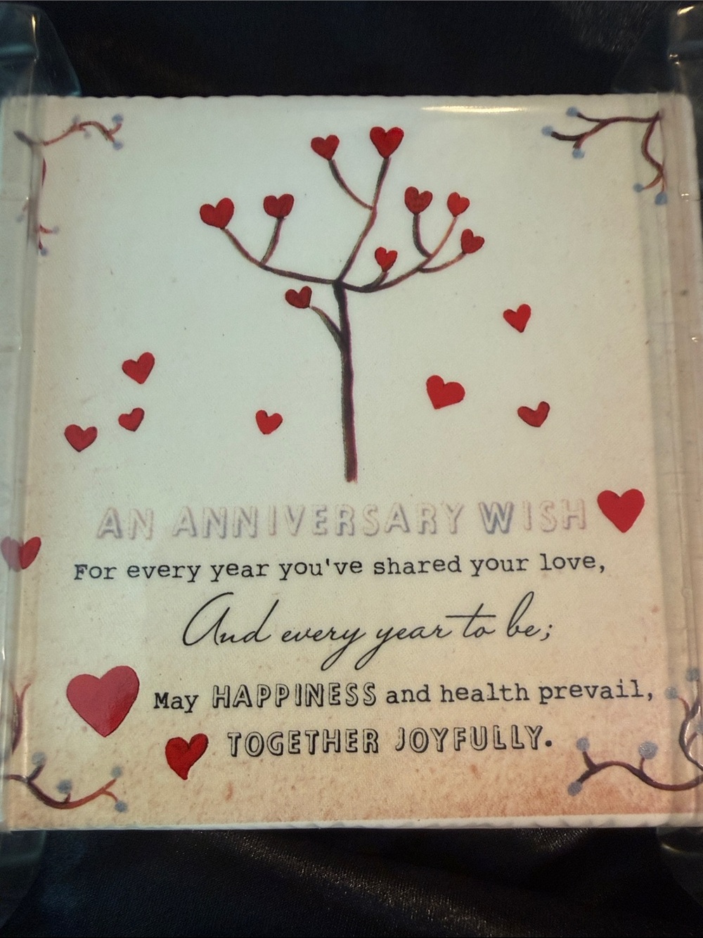 Anniversary Wish Wall Plaque - Red Hearts